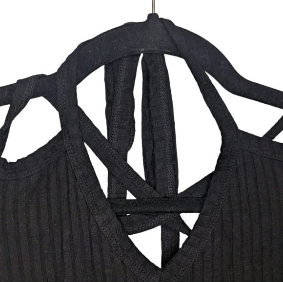 Black Criss Cross Open Back Long Sleeve Top S ✨🖤 - Picture 7 of 10